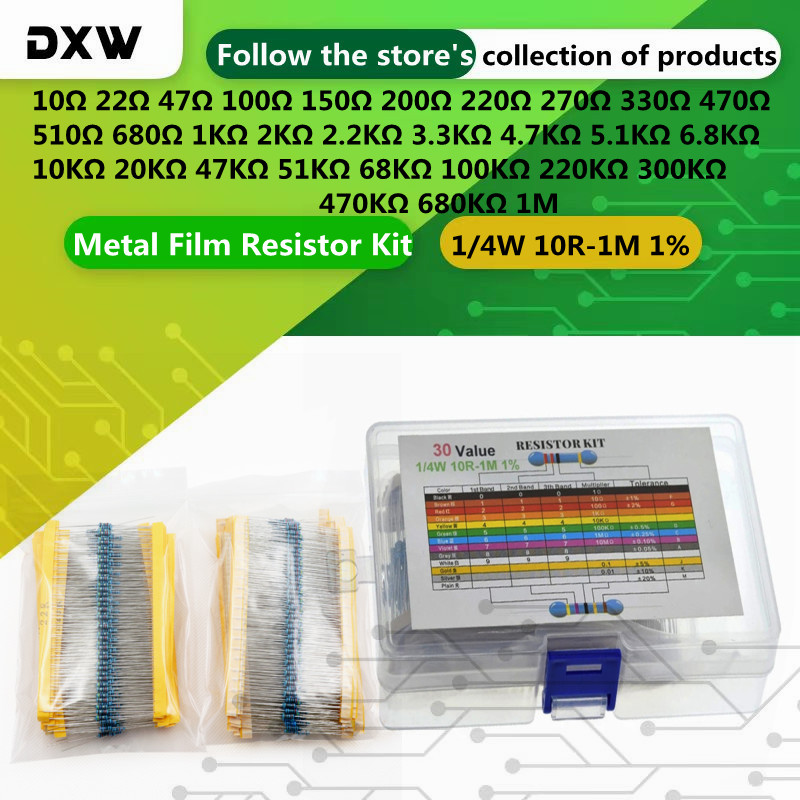 600PCS/Lot 1/4W 10R-1M Metal F – Resistor Kit 1 4W recenzja i cena