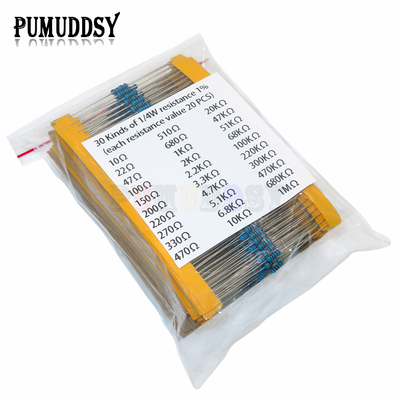 600pcs/set 30 Kinds 1/4W Resis – Resistor Kit 1 4W recenzja i cena